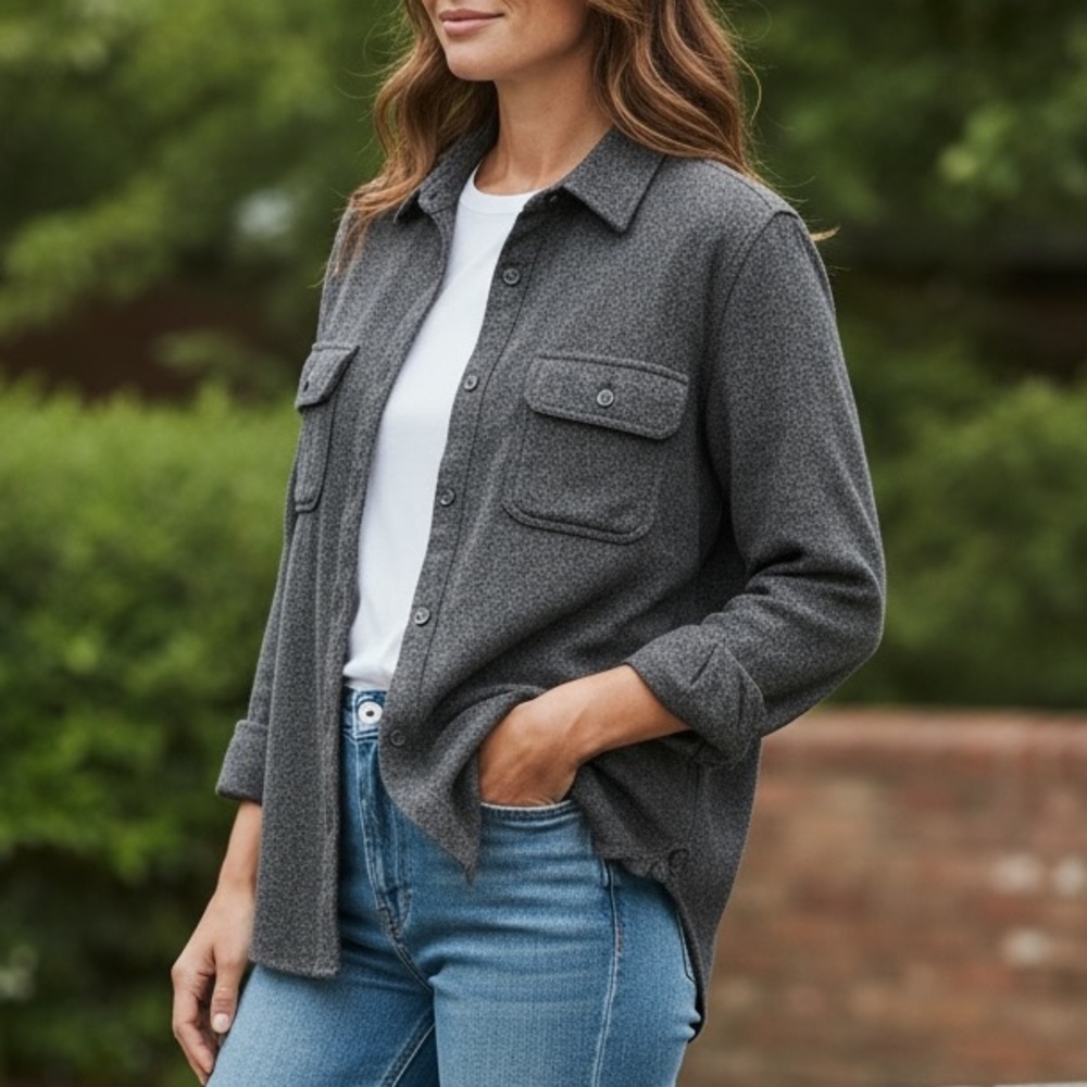 American Eagle Outfitters Gray Button Down Shirt